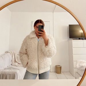 H&M Fluffy Ivory Coat